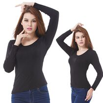 Warm Beating Bottom Underwear Single Piece Low Collar Blouse Autumn Clothes Modell Slim big round collar pure cotton ladies undershirt