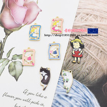 DIY jewelry accessories alloy cartoon girl Alice rabbit kitten pendant earring key chain pendant material