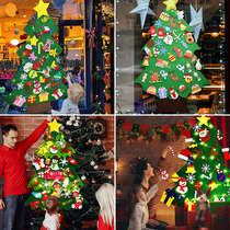 Christmas tree home Christmas glowing decoration snow mini Christmas wall ornaments diy tree ins wind ornaments