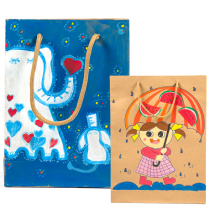 Kraft paper bag handmade diy tote bag painting graffiti bag childrens eco-friendly bag coloring bag environment arrangement decoration