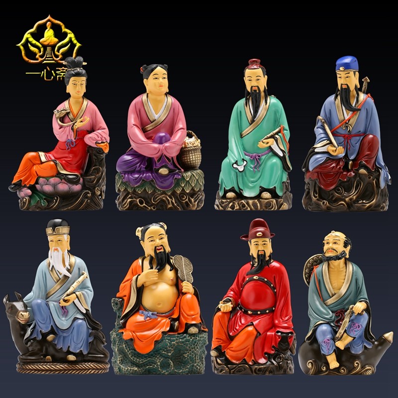 中式藝術純銅八仙過海神像擺件保平安八仙神像套組