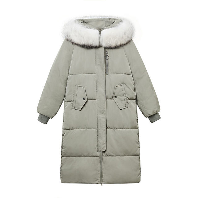 Winter down jacket women over the knee in the long Korean bread loose student fur collar thickened small jacket Winter down jacket women over the knee in the long Korean bread loose student fur collar thickened small jacket