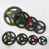 Oblique three-hole coated cast iron barbell sheet large hole 5cm orb aggravated hand grab barbell piece home fitness