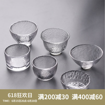 Day-style hammered glass tea drinking cup transparent and heat-resistant tea cup Kung Fu Thickened Small Tea Cup Masters Cup Kung Fu Cup
