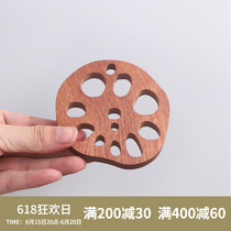Japan-style Usandalwood lotus root piece cup cushion solid wood retro round water cup cushion Tottos creative home util tea cup thermal insulation mat