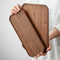 Japan-style Black Walnuts Wood Anise Tray Rectangular Solid Wood Household Whole Wood Tea Water Tray Wooden Pallet Fruit Plate