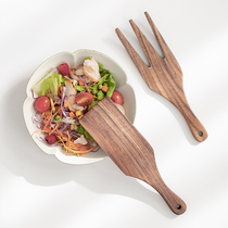 Day Style Long Handle Teak Wood Salad Shovel Fork suit Home solid wood Large wood Stir Wood Shovel Wood Fork Cutlery