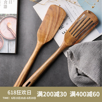 Grapewood long handle pan shovel home solid wood non-stick pan special saute shovel lengthened kitchen with wooden leaking shovel shovel