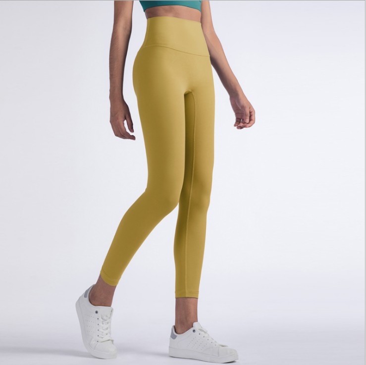 Nuls double-sided brocade gym running quick-drying training elastic leggings High waist hip nine-point sports yoga pants