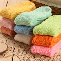 Glint Towel Socks Woman Warm Coral Suede Pure Color Lady Midbarrel Floor Socks Winter Thickened Adults Sleep Socks