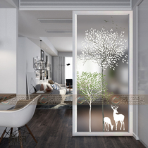 Simple and creative modern European art glass partition double-sided frosted transparent screen living room entry porch elk Elk