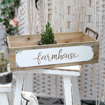 Pastoral Qing fresh log flower pot toolbox grocery decoration parts multi-meat fan fan fan in the shape of the local