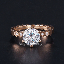 Hive Mosang diamond ring girl 18k Rose gold platinum 1 carat D - color proposal engagement wedding ring girl platinum