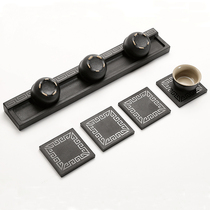 Wu Jinshi cup holder Black Jinshi cup holder dragon pattern ten thousand words frame texture simple household tea set accessories factory direct sales