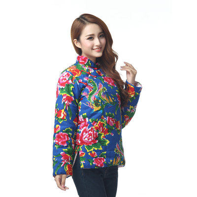 棉衣外套上衣服东北大花布民族风大衣女装手工大袄演出服纯棉秧歌