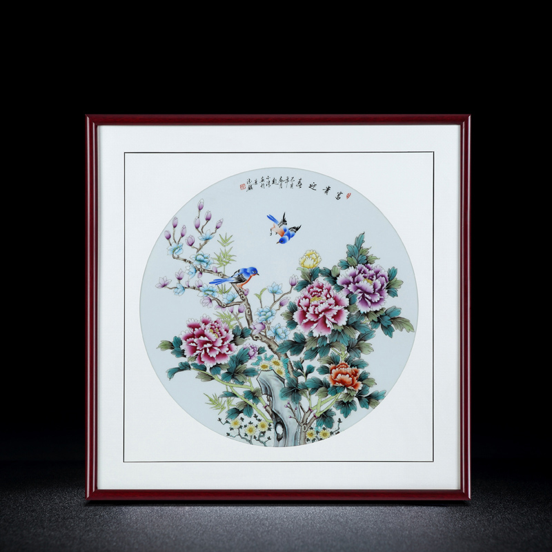 Jingdezhen porcelain plate painting hangs a picture antique hand - made Chinese porcelain rich changchun porcelain plate painting collection furnishing articles in the living room