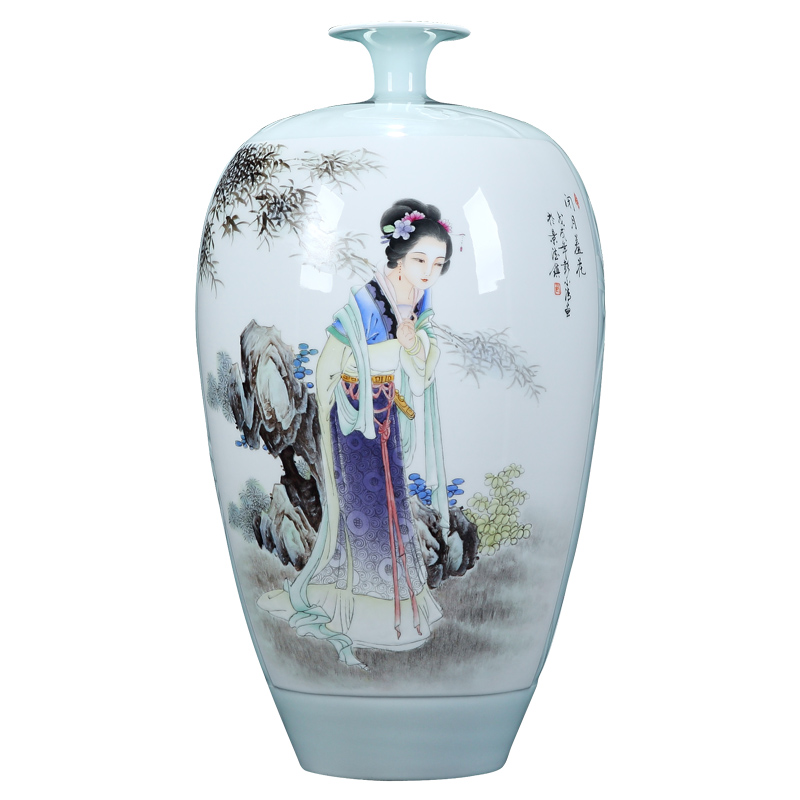 Jingdezhen ceramic hand - made big vase furnishing articles in dry flower porch of new Chinese style household enamel craft ornaments