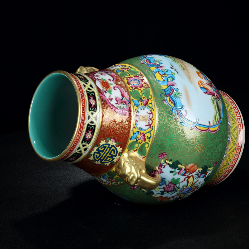 Jingdezhen ceramic vase furnishing articles colored enamel porcelain of European modern home wine porch sitting room adornment