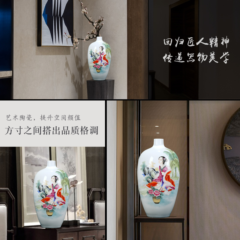 Jingdezhen ceramic new enamel vase Chinese style furnishing articles rich ancient frame flower arrangement sitting room home decoration wedding gift