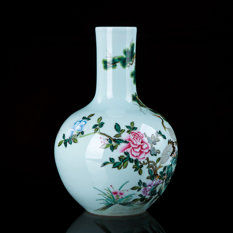 Hand - made ceramic vase bucket crane vase furnishing articles sitting room flower arranging bottles of jingdezhen Chinese enamel vase