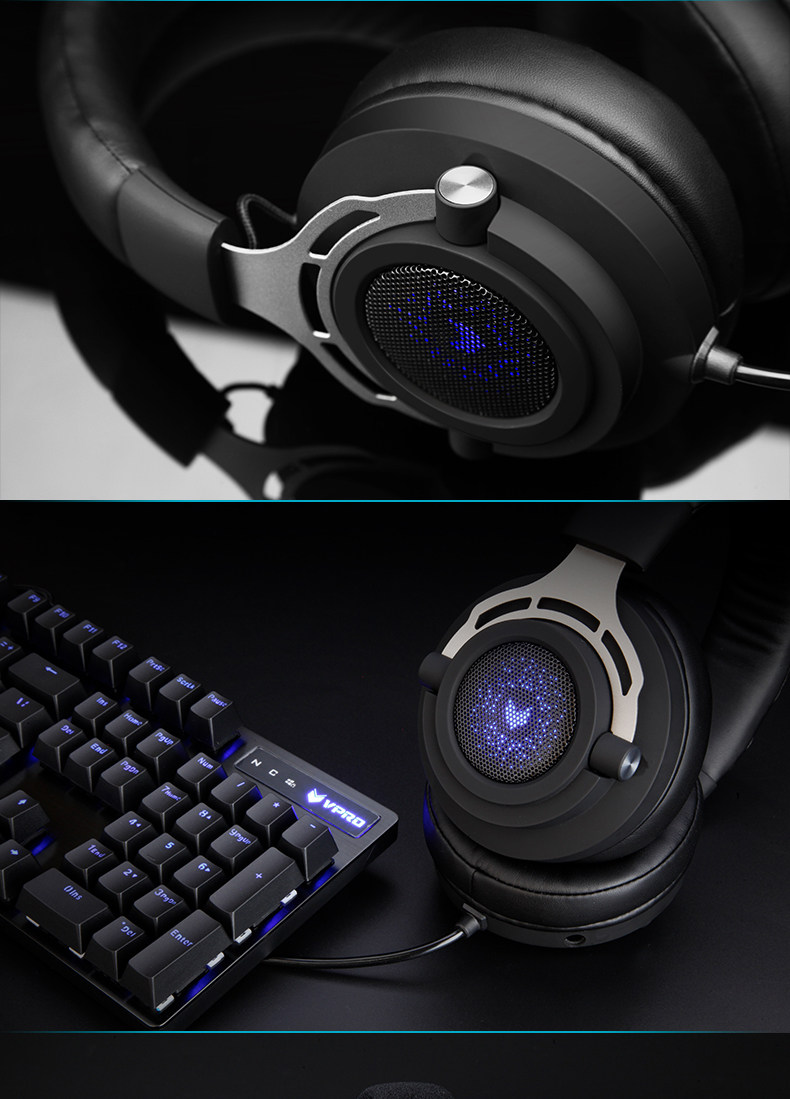 rapoo/雷柏 vh150背光游戏耳机有线电竞开黑线控全包耳吃鸡耳机