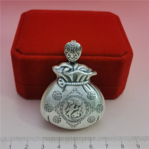 999 silver jewelry brand new sterling silver vintage money bag large lucky bag hollow gourd pendant Baifu Silver old