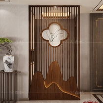 New Chinese solid wood screen partition Bogu frame Living room modern entrance door decoration light luxury office brake wall