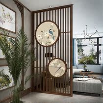 New Chinese partition screen Modern living room entrance entrance hollow solid wood shelf simple occlusion hotel seat screen
