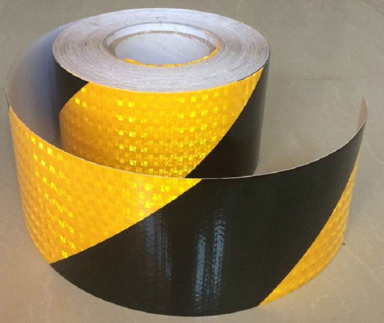 5cm 20cm宽红白黑黄斜纹反光贴膜纸货车反光条交通车库防撞警示帖