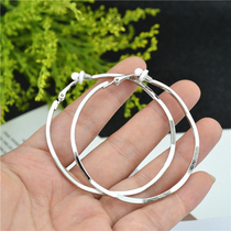 2020 new European and American fashion large ring earrings wavy gold silver large circle ear needle no ear pierced ear clip female