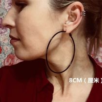 New European and American exaggerated large ring earrings without ear holes female ear clip black large ring ear jewelry fashion female earrings