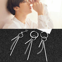BT bulletproof boy head tassel earrings titanium steel long and short chain earrings without ear holes invisible ear clips for men and women