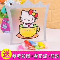 Children Crystal Painting Pearl Clay Appliquise Nursery Crown Crystal Snowflake Clay Drawing Board Handmade Diy color painting