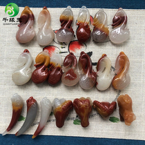 Natural Xinjiang three-color gold silk jade pendant pendant bird tooth lamb Swan gourd blessing bag Magnolia orchid