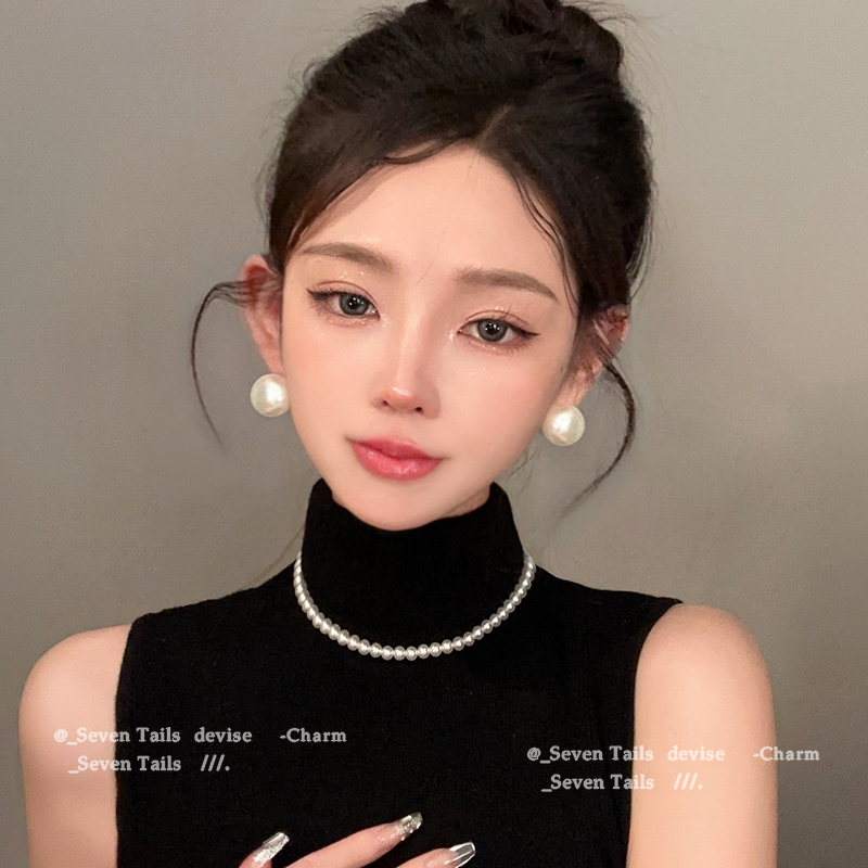 Legal Temperament Large Pearl Earrings Female Superior Earrings Heben Wind Earrings 2023 New Burst Ear Clip Earrings-Taobao