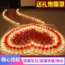 Candle Send Big Drawings Romantic Heart-shaped Love Rose Plan Birthday Creativity Coursework Coursework Wedding Table White Prop Arrangement