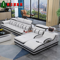 Massage leather sofa first layer cowhide combination living room large and small apartment modern simple corner Multifunctional leather sofa