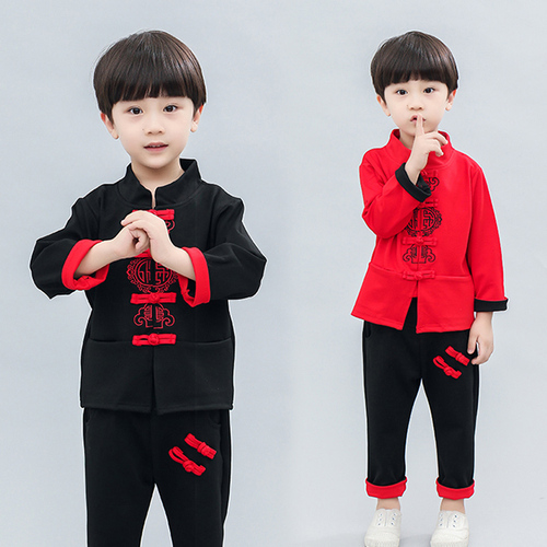 Children Chinese style boy Hanfu clothing red boy national style spring baby man ancient Chinese costume Tang suit