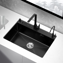 Nano black sink single slot with knife holder kitchen handmade large 304 thickened stainless steel sink sink sink