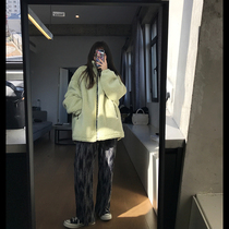 Wang Maidens shop Lamb fleece jacket Green Blue Black autumn and winter Joker Korean version loose furry bf wind