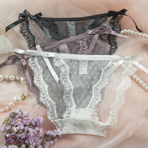 Buy three to give a lure sexy lace transparent palace style young lady low waist lace antibacterial underwear