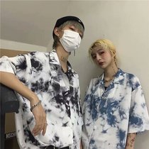 2021 summer new tie-dyed short sleeve shirt men and womens port style Japanese Ruffian handsome ins trend half sleeve shirt