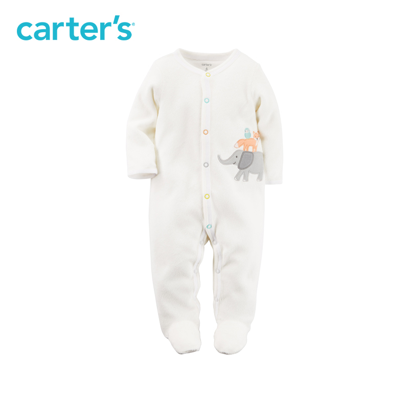 Carters1件式婴儿白色长袖动物包脚连体衣大象新冬款哈衣115G181产品展示图3
