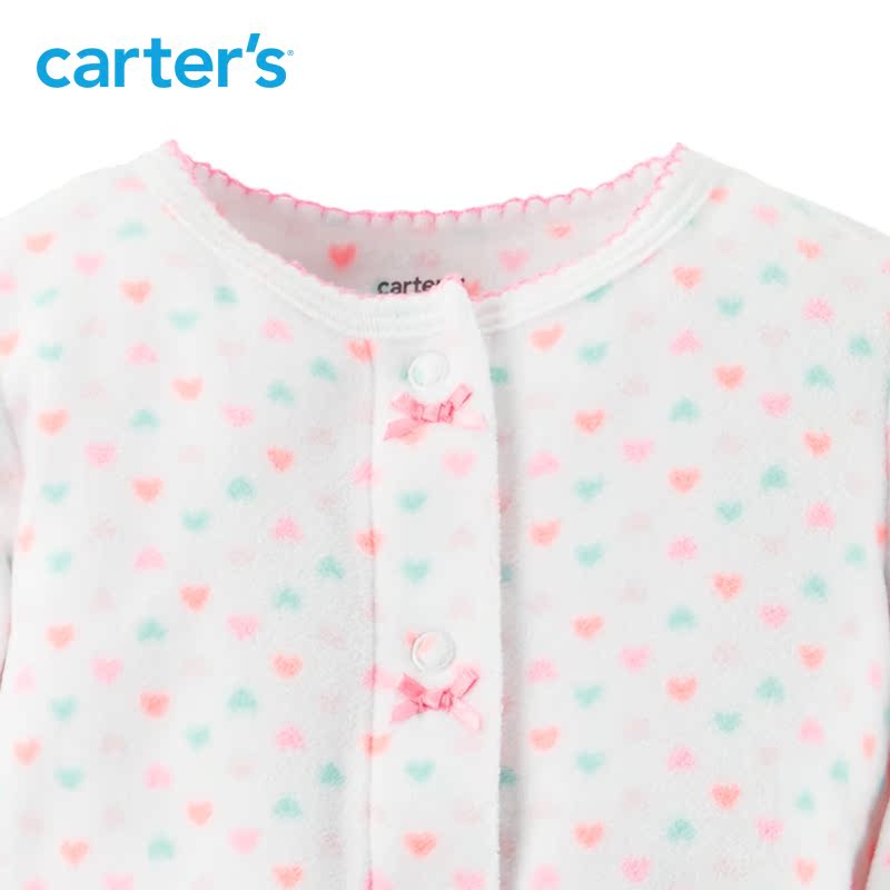 Carter's1件式婴儿印花长袖连体衣爱心摇粒绒包脚爬服童装115G147产品展示图4