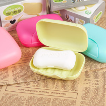 Portable travel soap box with lid lock buckle washing soap box plastic candy color multifunctional large travel supplies