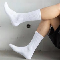 Simply add thick towel bottom motion stockings high-gang black and white pure-colored half-crawn hair straw socks