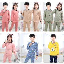 Childrens thermal underwear set plus velvet thick long sleeve mens and womens pajamas autumn clothes