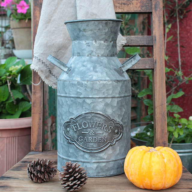 Vintage American Milk Jar Vase Flower Pot Metal Vase Garden Home Furnishing Decoration Decoration Vintage American Milk Jar Vase Flower Pot Metal Vase Garden Home Furnishing Decoration Decoration