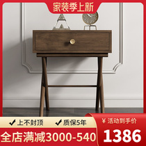 Retro solid wood bed head cabinet modern minimalist disposal bucket cabinet bedroom retro-wood Silent Wind Yellow Poplar Wood Small Bedside Cabinet