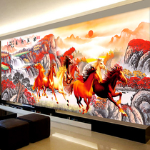 Cross stitch diamond embroidery 2021 new living room full of diamond big eight horses to success